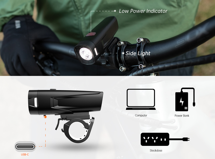 Sate-lite 40 LUX USB rechargeable bike light StVZO CE ROHS eletric bike front light OSRAM LED